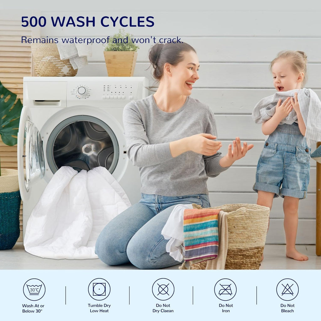 Sleep Zone Waterproof Crib Mattress Protector - Ultra Soft & Breathable | Machine Washable, 52''x28'', Pure White
