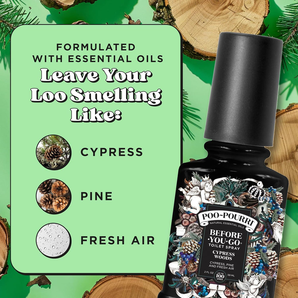 Poo-Pourri Before-You-Go Toilet Spray - Cypress Woods Scent, 2 Fl Oz | Freshen Your Bathroom Experience
