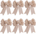 Skiennix Rustic Jute Wreath Bows - 6-Pack Burlap Decorations for Weddings & Holiday Parties