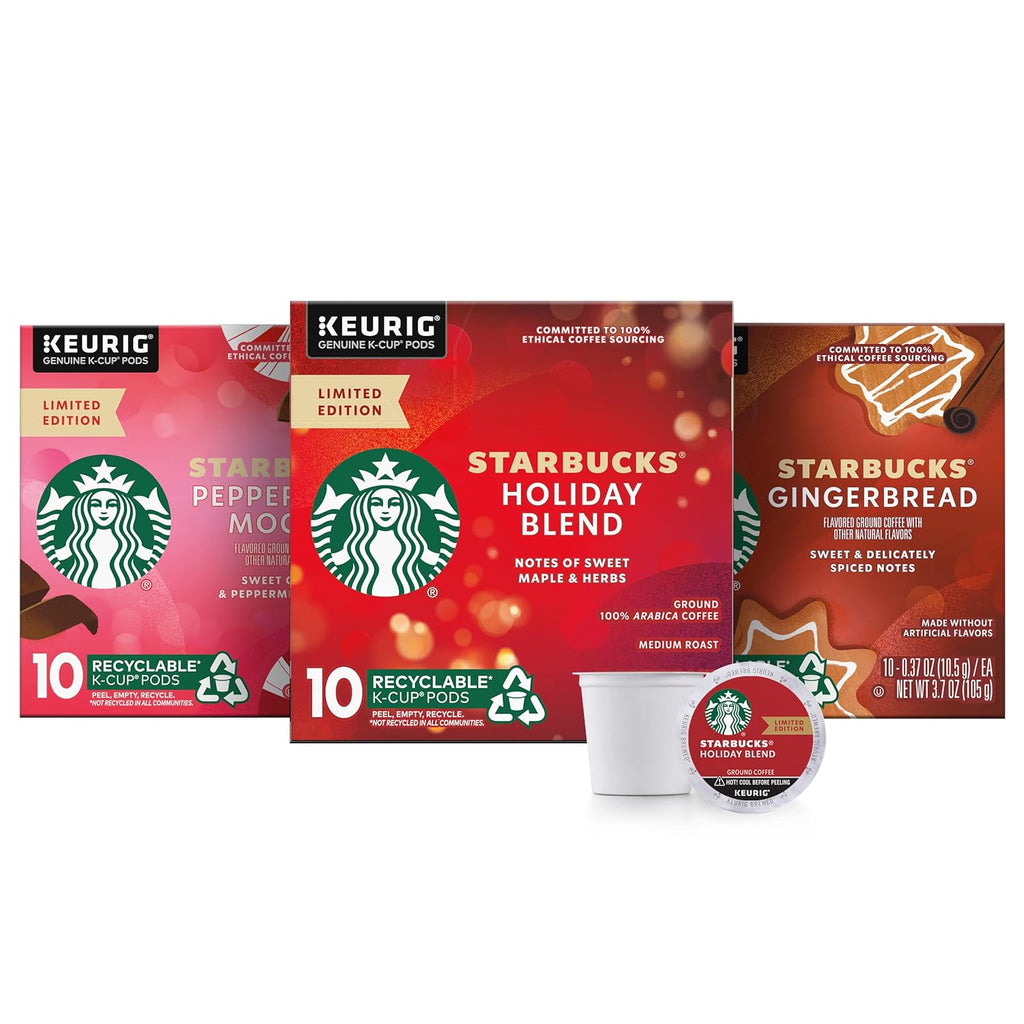 Starbucks K-Cup Coffee Pods - Medium Roast & Naturally Flavored 100% Arabica | 3 Boxes (30 Pods Total)