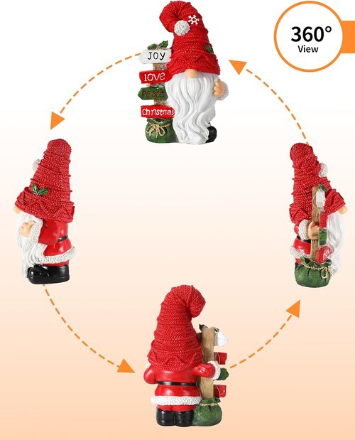 iStatue Christmas Gnome Figurine - Lighted Snowflake Sign | 9.4'' Resin Tabletop Decor for Holiday Cheer