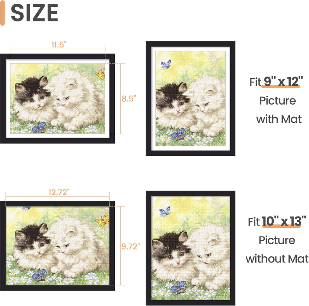 Upsimples 10x13 Picture Frame - Versatile Wall Hanging for 9x12 Photos with Mat - Black, 1 Pack