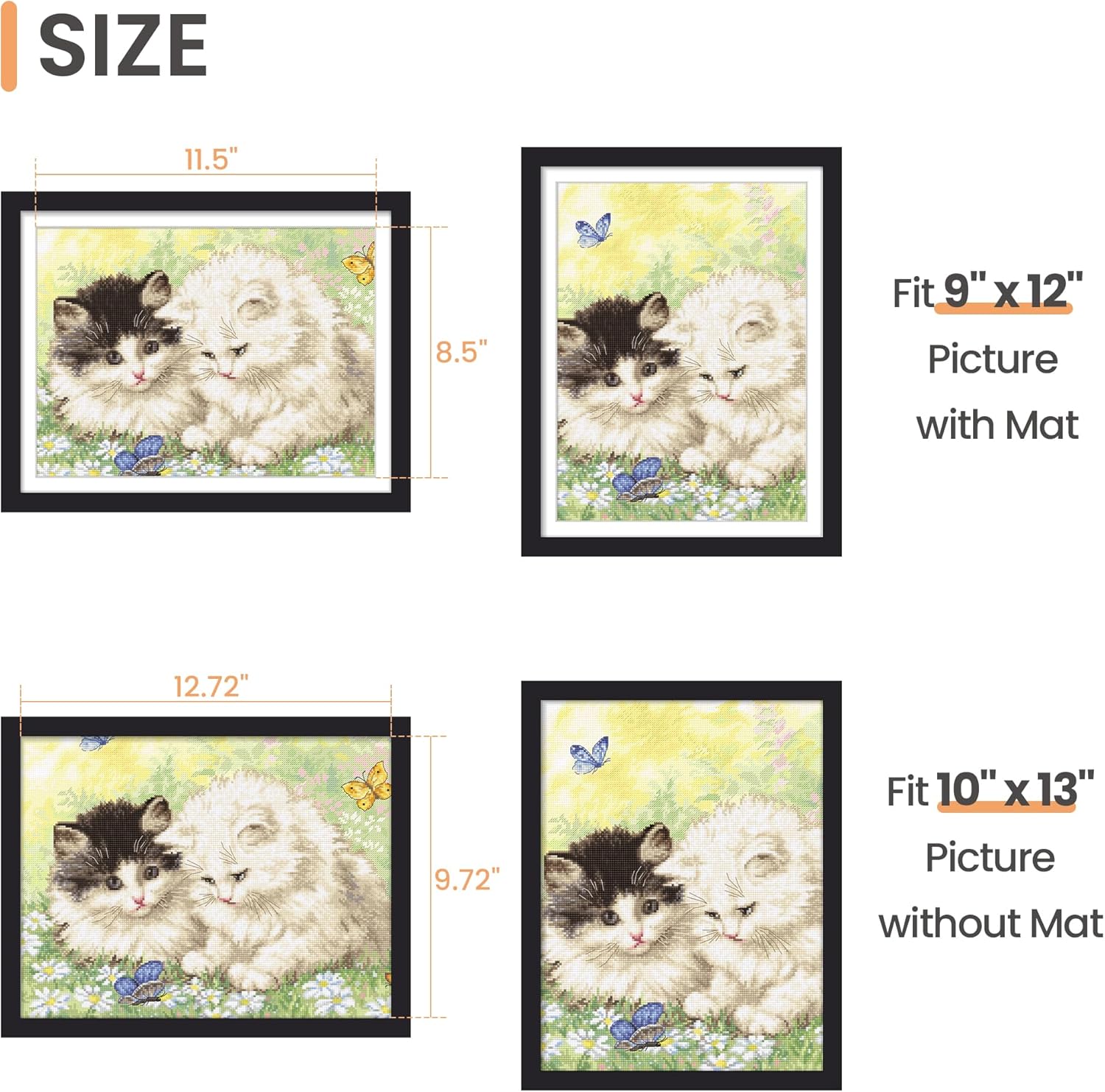 Upsimples 10x13 Picture Frame - Versatile Wall Hanging for 9x12 Photos with Mat - Black, 1 Pack
