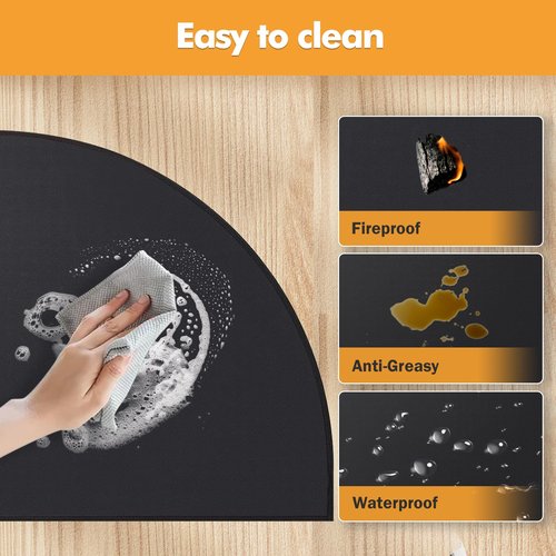 Hearth Rugs for Fireplaces Fire Resistant, 42 x 24 inch Fireproof Fireplace Mat Hearth Rug, Hearth Pads for Wood Stove Fireplace Indoor Outdoor, Protect Floors Carpets from Sparks Embers-Black, 1mm