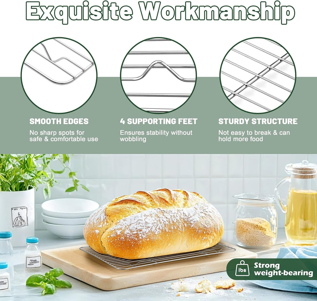 TeamFar Stainless Steel Cooling Rack - Heavy-Duty Baking Rack for Cooking & Grilling | 15.3” x 11.1” | Oven & Dishwasher Safe, Non-Toxic (2PCS)