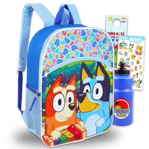 Bluey Backpack for Kids - Bundle with 16" Backpack Plus Water Bottle, Stickers, More | Bluey and Bingo School Bag for Girls