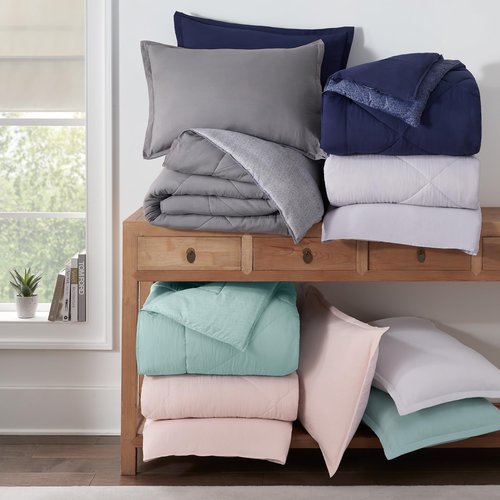 Serta Supersoft Cooling 3 Piece Reversible Comforter Set with Pillow Covers for All Season, King, Sepia Rose