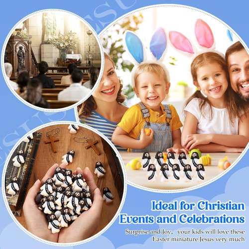 Bememo 100 Pcs Little Jesus Figures - Original Design Pocket Rubber Figures for Easter Gifts | Black