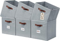 DECOMOMO Storage Bins - Fabric Cube Storage Bins with Labels | 10.5" x 11" | Set of 6, Grey