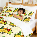 CCoutueChen Kids Sandwich Comforter Set Twin Size, Yellow Food Bedding Set for Cute Cartoon Children Bedroom Decor, 68'' x 86''