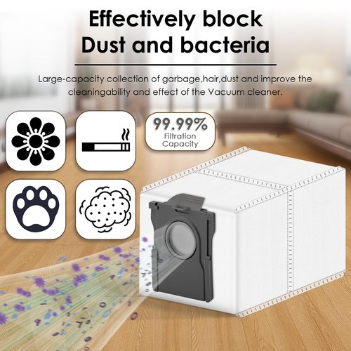 (9 Pack) Replacement Vacuum Dust Bags for Dreame L40 Ultra/ L10s Pro Ultra/ X30 Ultra/ X40 Ultra/ L10s Ultra Gen 2/ X50 Ultra Robot Vacuum Cleaner, Replacement Canister Vacuum Bags
