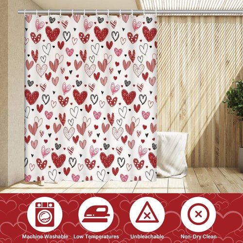 BLOCE Valentines Shower Curtain Set for Bathroom, 72"X72" Shower Curtain for Chic Elegant Bathroom Decor, Valentines Day Shower Curtain Waterproof Durable (Lover Red, 72" L x 72" W)