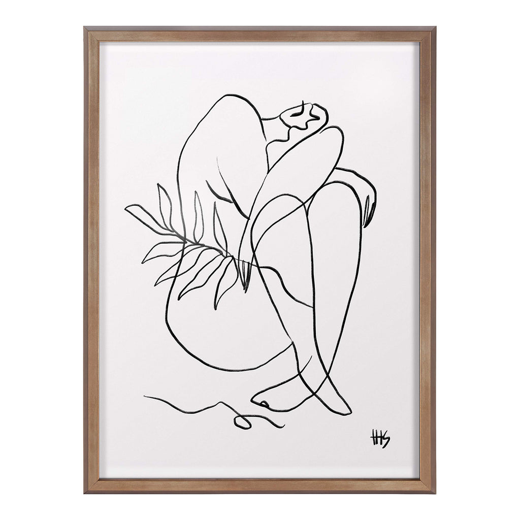 Kate and Laurel Blake Summer Lines 5 Framed Printed Glass Wall Art by Maggie Stephenson, 18x24 Gold, Chic Modern Minimalist Art for Wall
