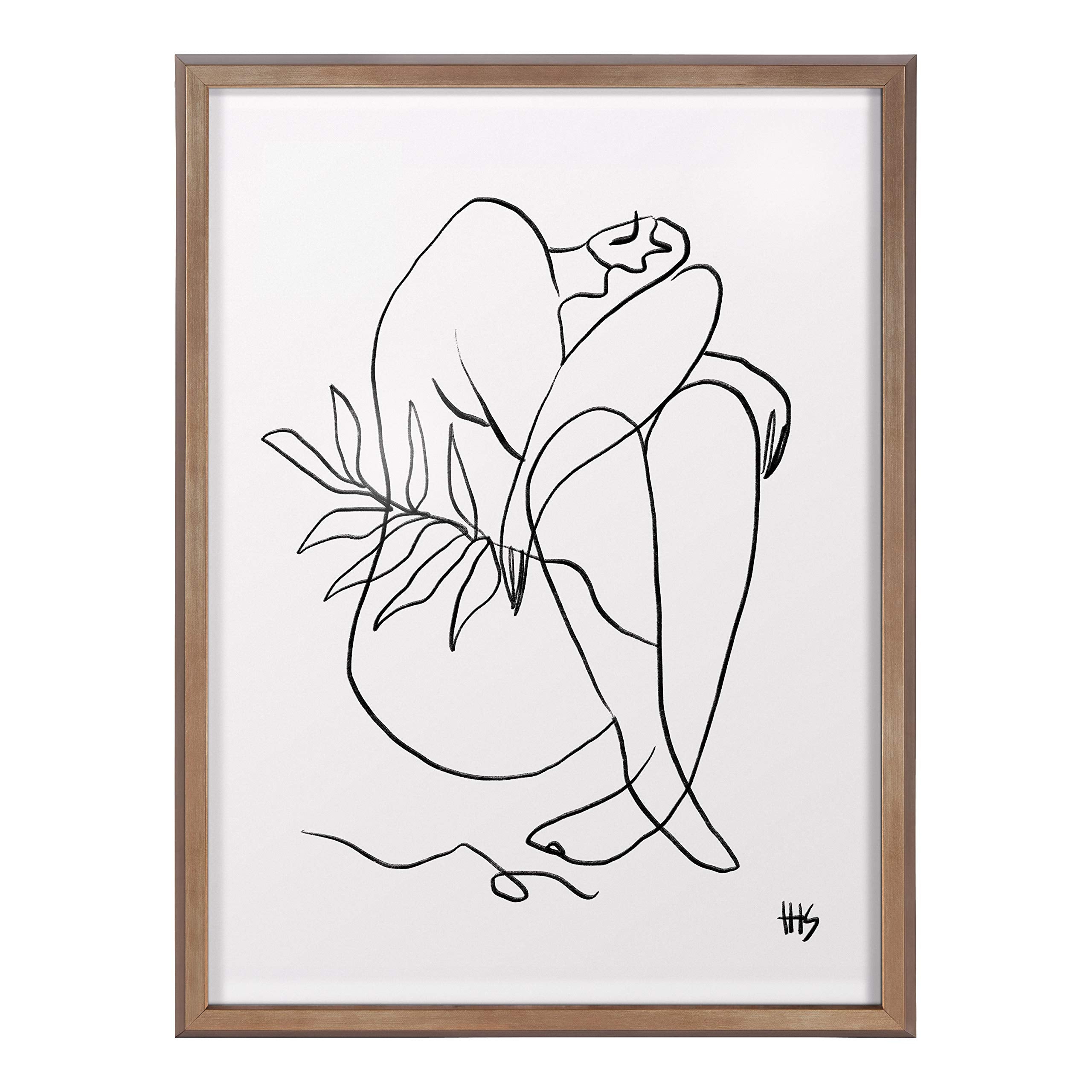 Kate and Laurel Blake Summer Lines 5 Framed Printed Glass Wall Art by Maggie Stephenson, 18x24 Gold, Chic Modern Minimalist Art for Wall