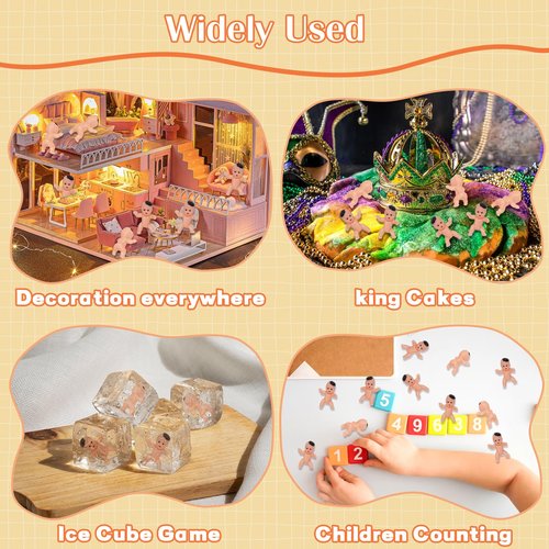 ZJJZGYXINTAI 120 PCS Plastic Babies for Games, 1 Inch Mini Babies Bulk for Baby Shower Game, Tiny Baby Figurines for My Water Broke Ice Cube Game, King Cake Babies for Party Decorations