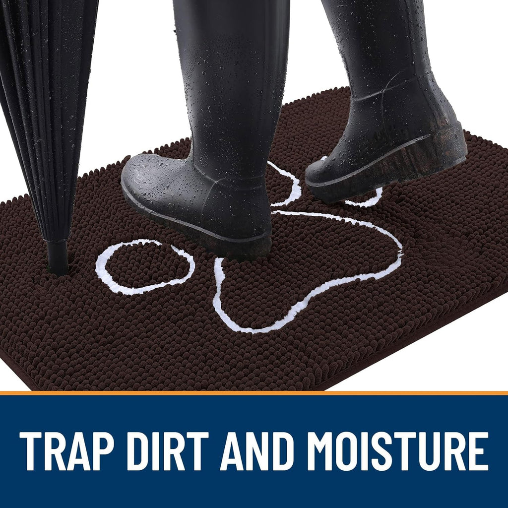 OLANLY Dog Door Mat - Absorbent Non-Slip Mud Mat for Paws | Quick Dry Chenille, 70x46, Brown