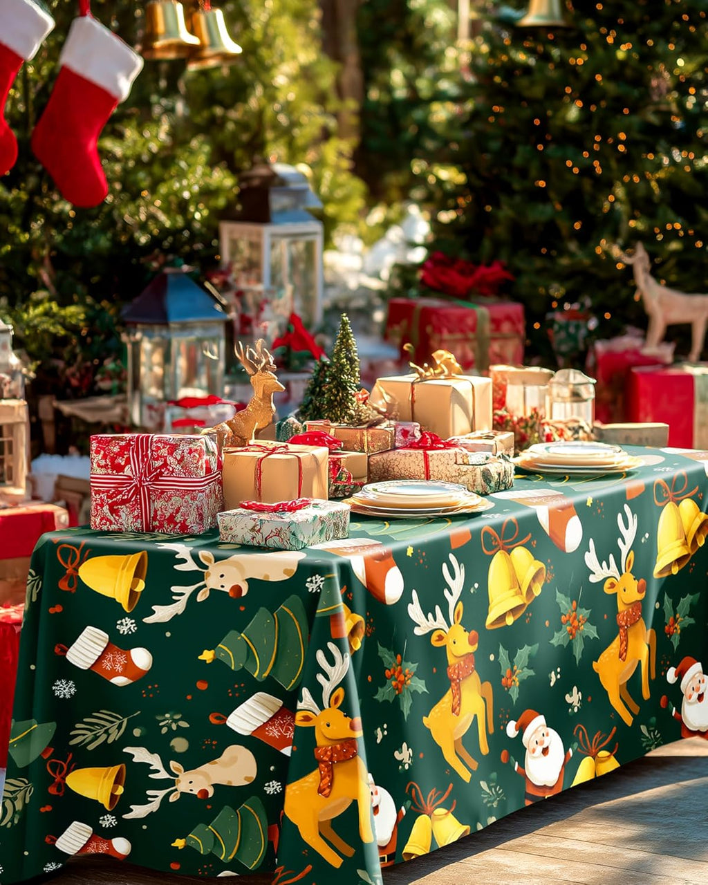 Pureegg Disposable Plastic Tablecloths - Sturdy Leakproof Covers for Parties & Weddings | 54 x 108 Inch, Christmas Green (8 Pack)