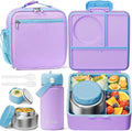 Fimibuke Kids Bento Lunch Box - Leakproof 3-4 Compartment Container with Insulated Food Jar & Water Bottle