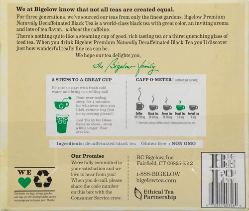 Bigelow Premium Decaffeinated Black Tea - 48 Individually Wrapped Tea Bags for a Smooth Brew