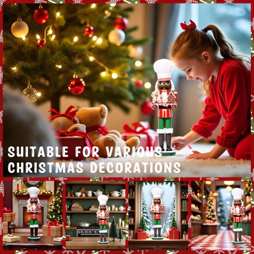 CynynYxy Nutcracker Figures 15 Inch Wooden Nutcracker Soldier Christmas Decor Ornaments Nutcracker Decorations Ideal for Bookshelf and Table Decoration Home Office Decor(Chef A Black)