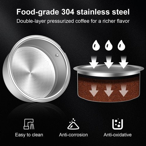 51mm Filter Basket | Double Layer Pressurized Portafilter Basket | Stainless Steel Coffee Portafilter Basket | Espresso Filter Basket