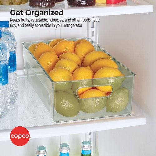 Copco Clear Storage Bin, for Kitchen, Fridge, Pantry, Laundry, and More, 14.4 x 7.9 x 4.07 Inch Clear Green