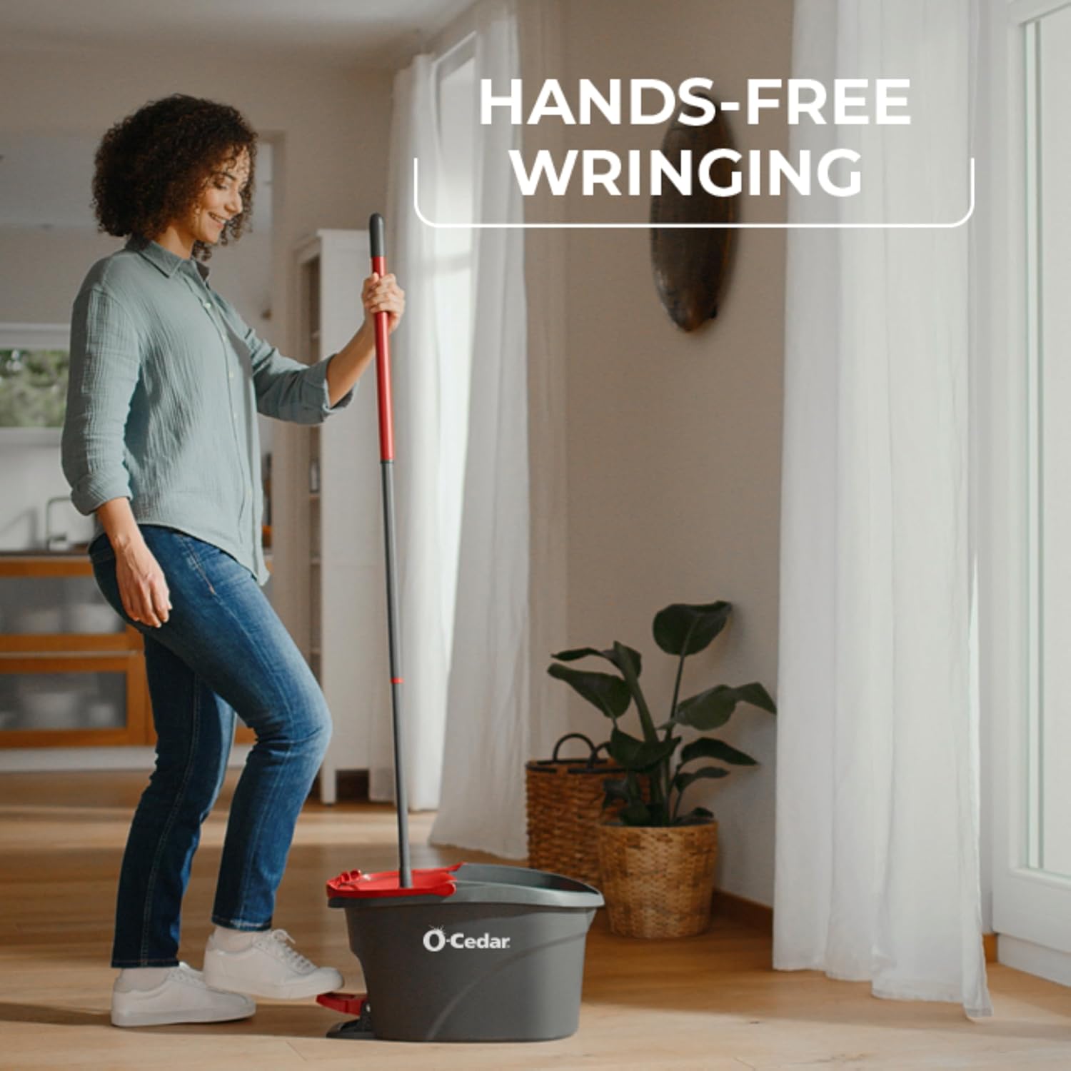 O-Cedar EasyWring Microfiber Spin Mop - Efficient Floor Cleaning System with 4 Extra Refills