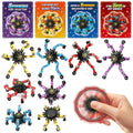Valentines Day Cards for Kids School, 24 Pack Valentines Cards with Spinner Fidget Toys, Deformable DIY Robot Finger Toy Gifts for Kids Classroom Exchange, Valentines Party Favors Prizes for Kid