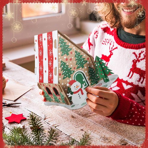 Harloon Christmas Gingerbread House Kit - 24 Sets of DIY Cardboard Craft Decorations for Kids