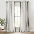 Lush Decor Hygge Boho Stripe Tassel Window Curtain Panel Pair, 52" W x 84" L, Black & White