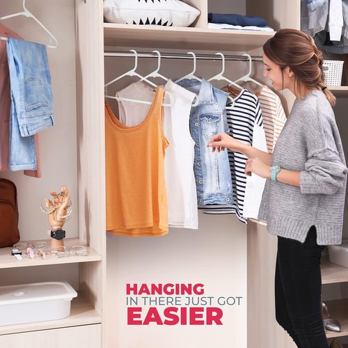 Neaties Plastic Hangers 30 Pack - USA-Made 6lb Capacity Clothes Hangers with Strap Hooks - Black