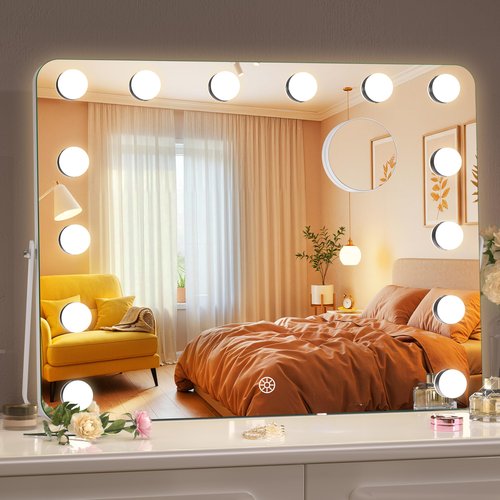 MINISO Vanity Mirror with Lights - 17.7" x 13.8" Hollywood Makeup Mirror with Adjustable Brightness,3 Modes Light