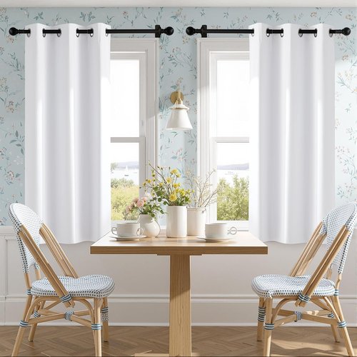 NICETOWN 100% Blackout Window Curtain Panels - Thermal Insulated Drapes, 63" Length, Set of 2, Snow White