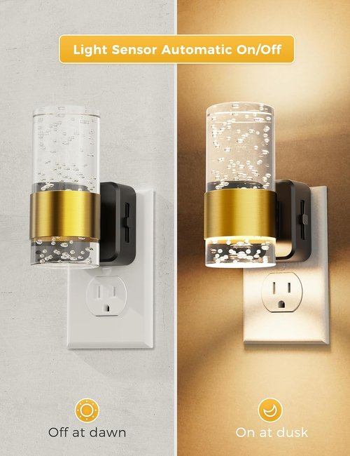 L LOHAS LED Night Light - Adjustable Brightness with Auto Light Sensor | Soft Wall Sconce for Bathroom & Hallway