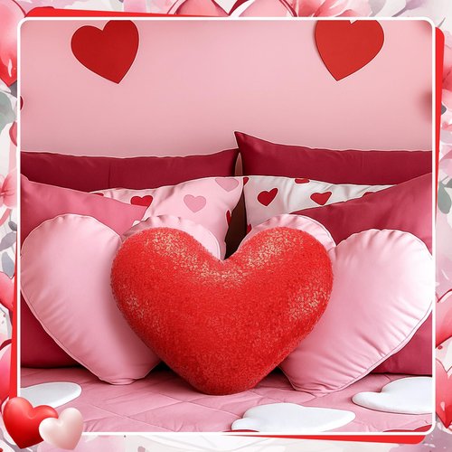 Yookeer Glitter Sequins Heart Shaped Pillow 14'' x 12'' Valentine's Day Decorative Sparkling Throw Pillows Solid Soft Shiny Cushion for Women Valentine Wedding Anniversary Bed Couch Decor(Red)