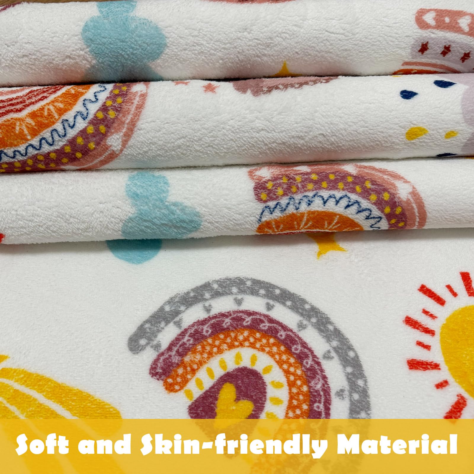 Mishareal Boho Rainbow Soft Kids Play Rug, Washable Foldable Baby Crawling Floor Mat, Non Slip Nursery Area Rug for Children Living Room Playroom Classroom Bathroom Bedroom Kids Room Decor