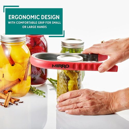 MIRRO Canning Jar Opener - Effortless Grip Design for Easy Jar Opening | Vibrant Red Color