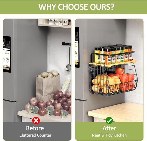 Magnetic Shelf for Fridge by [Brand Name] - 2 Pack Fruit & Vegetable Storage Bins | Kitchen Organizer