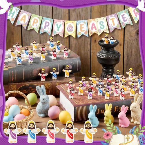 Little Jesus Figures - 100Pcs Multicolor Miniature Collectible Figurines for Easter Gifts | Jesus Loves You