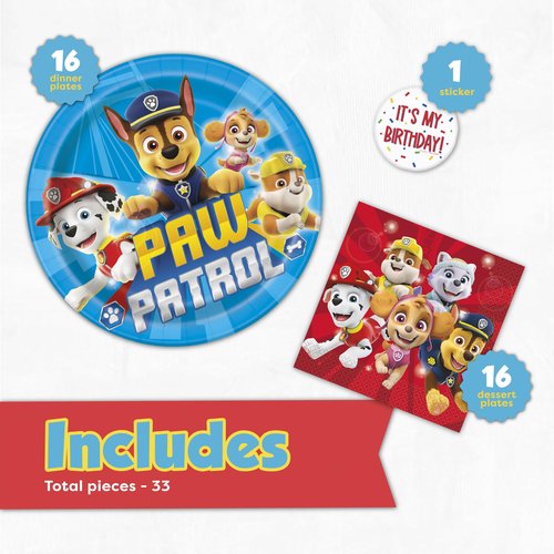 Paw Patrol Birthday Decorations | Paw Patrol Plates and Napkins for Party | Serves 16 Guests | Officially Licensed
