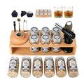 HMYBAR®26pcs Whiskey Smoker Kit with Torch | Cocktail Smoker Infuser Kit | Old Fashioned Drink Smoker Kit | Bourbon Whiskey Gift.Great Gift for Dad, Husband. Bamb Stand Natural Color. (No Butane)