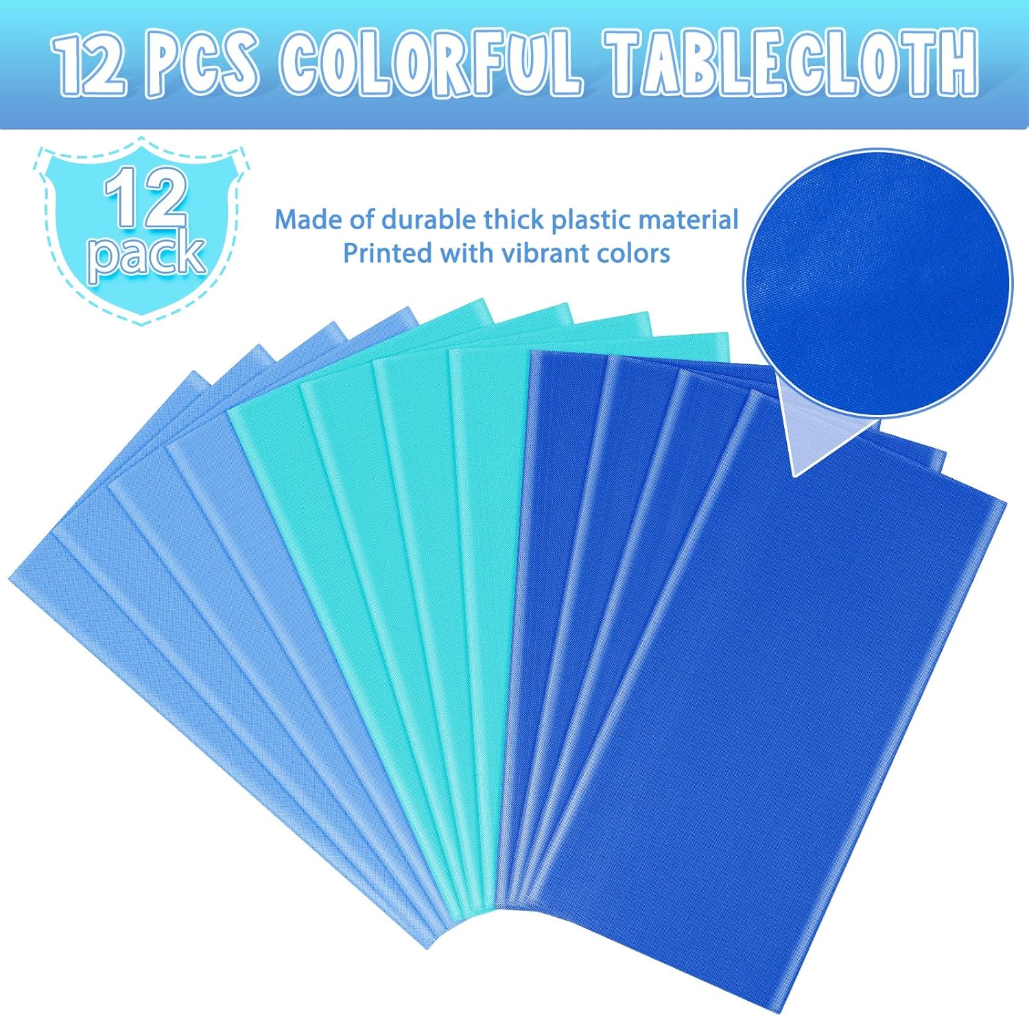 Ocean Theme Tablecloths by [Brand Name] - 12 Pcs Disposable Light Blue Rectangle Covers | Perfect for Beach Parties, 54 x 108 Inch
