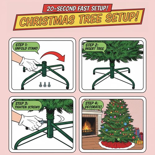 REFGY Heavy-Duty Folding Christmas Tree Stand, 15.7'' Metal Artificial Tree Holder, Replacement Base for 4-6 Ft Xmas Trees with 0.75''-1.26'' Pole, Sturdy, Durable & Easy Assembly