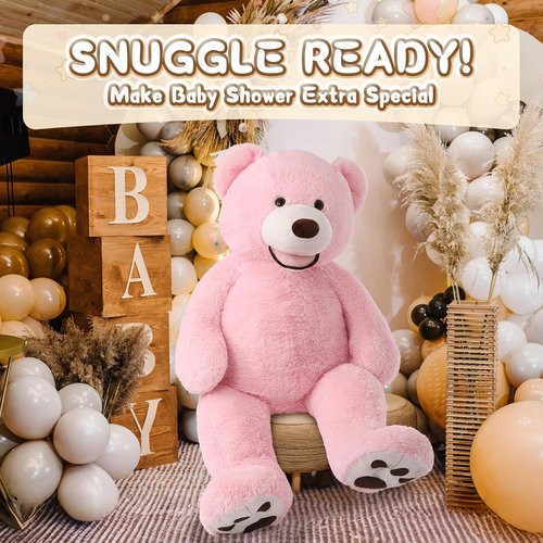 MorisMos Giant Teddy Bear - 51-Inch Plush Cuddly Toy with Big Footprints | Perfect Gift in Pink