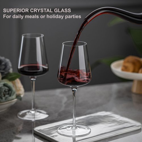 CnSneg Red Wine Glasses Set of 2, Crystal Wine Glasses 13.5OZ, Hand Blown Premium White Wine Glass, Unique Wedding Gift