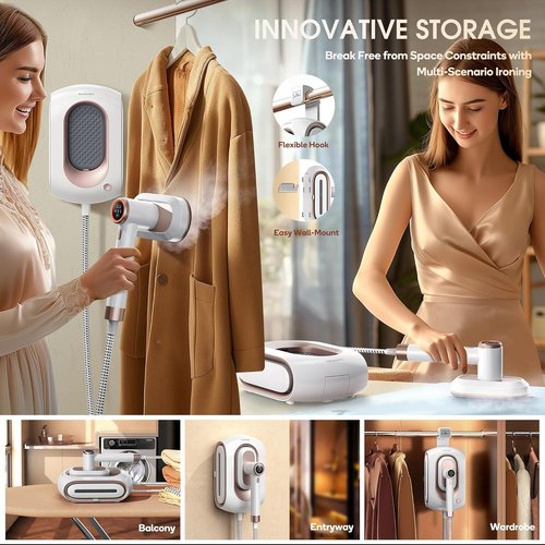 Newbealer 2-in-1 Pro Steam Station Iron - Dual Voltage Travel Iron Bundle for Home & Travel Use