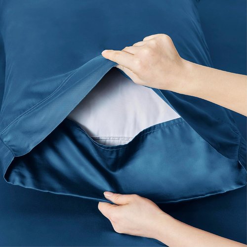 Bedsure King Size Cooling Sheets Set - Breathable Rayon from Bamboo, Soft & Luxurious, Deep Pocket Teal