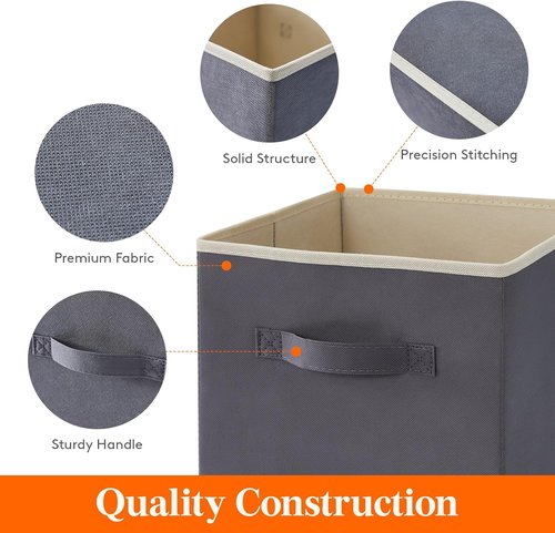 Lifewit Storage Cubes - Foldable Decorative Fabric Baskets for Home Organization | 11-Inch Gray, 16-Pack