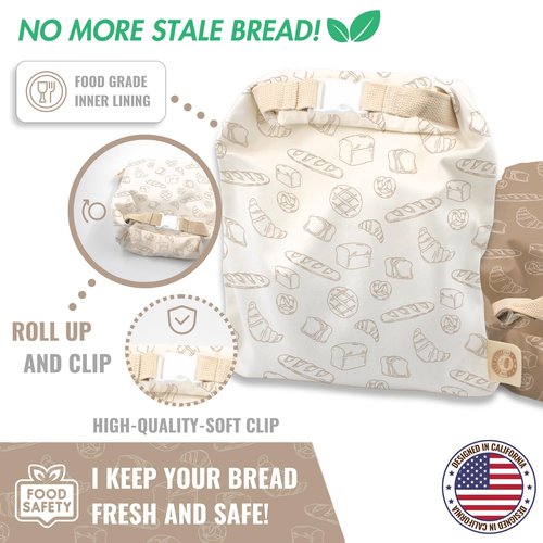 Cozy Bread® Reusable Bread Bag Set for Home Bakers | USA Brand | Charming Designs (Bread)