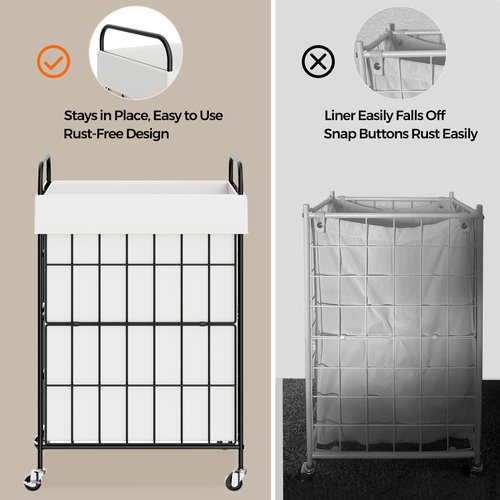 Laundry Hamper with Wheels, 90L Laundry Basket with Handle, Laundry Sorter with Removable Liner Bag